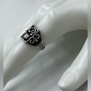 Vintage Sterling Silver 925 Square Framed Hearts Ring Hallmarked Size‎ 7.5